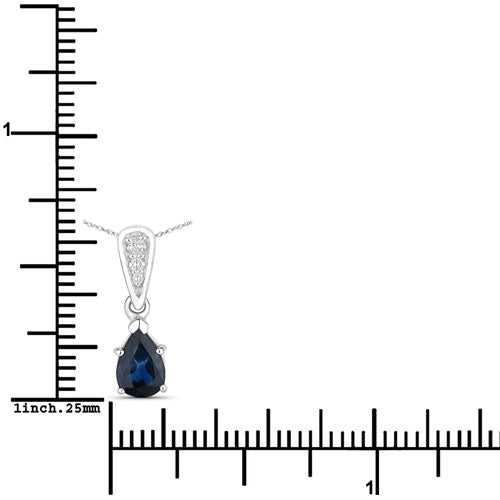 0.85 Carat Genuine Blue Sapphire and White Diamond 14K White Gold Pendant Bids.com