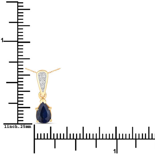 0.85 Carat Genuine Blue Sapphire and White Diamond 14K Yellow Gold Pendant Bids.com
