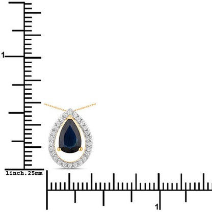 1.15 Carat Genuine Blue Sapphire and White Diamond 14K Yellow Gold Pendant Bids.com