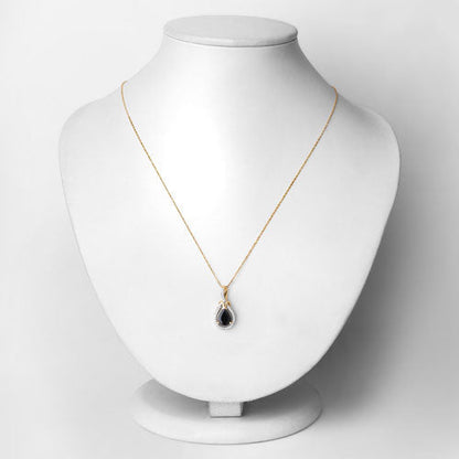 1.48 Carat Genuine Blue Sapphire and White Diamond 14K Yellow Gold Pendant Bids.com