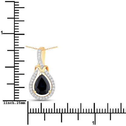 1.48 Carat Genuine Blue Sapphire and White Diamond 14K Yellow Gold Pendant Bids.com