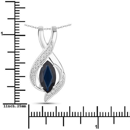 2.27 Carat Genuine Blue Sapphire and White Diamond 14K White Gold Pendant Bids.com