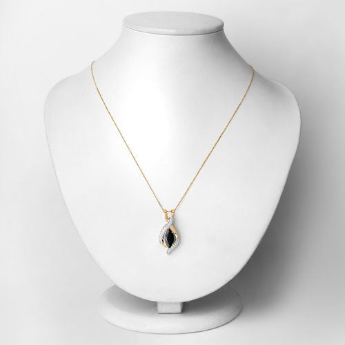 2.27 Carat Genuine Blue Sapphire and White Diamond 14K Yellow Gold Pendant Bids.com
