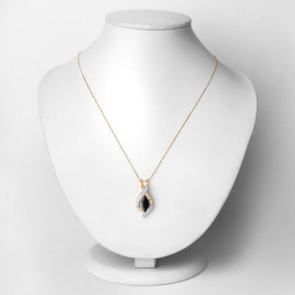 2.27 Carat Genuine Blue Sapphire and White Diamond 14K Yellow Gold Pendant Bids.com