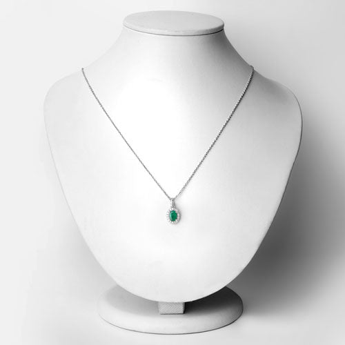 0.89 Carat Genuine Zambian Emerald and Lab Grown Diamond .925 Sterling Silver Pendant Bids.com