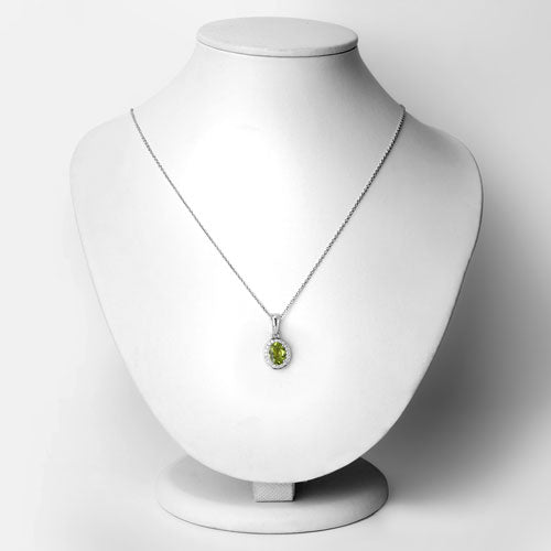 1.90 Carat Genuine Peridot and Lab Grown Diamond .925 Sterling Silver Pendant Bids.com