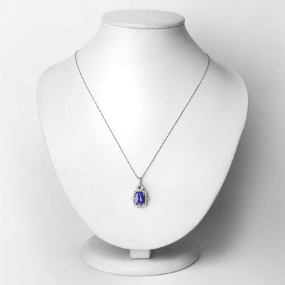 2.46 Carat Genuine Tanzanite and White Diamond 14K White Gold Pendant Bids.com