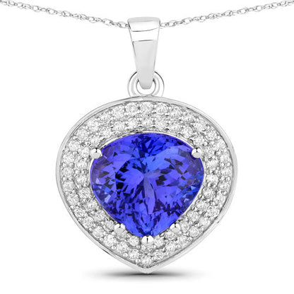 4.17 Carat Genuine Tanzanite and White Diamond 14K White Gold Pendant Bids.com