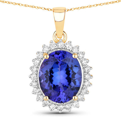 4.68 Carat Genuine Tanzanite and White Diamond 14K Yellow Gold Pendant Bids.com