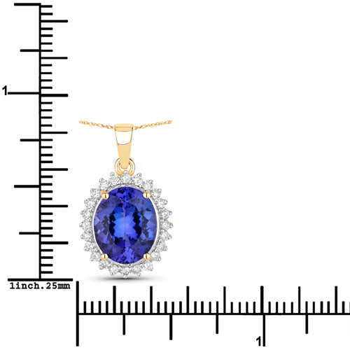 4.68 Carat Genuine Tanzanite and White Diamond 14K Yellow Gold Pendant Bids.com