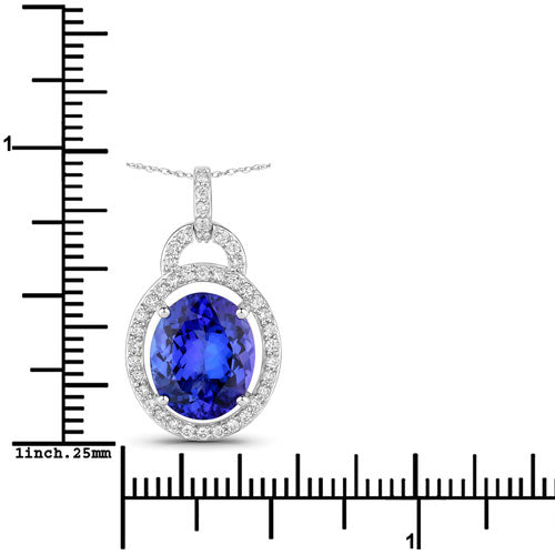 4.06 Carat Genuine Tanzanite and White Diamond 14K White Gold Pendant Bids.com