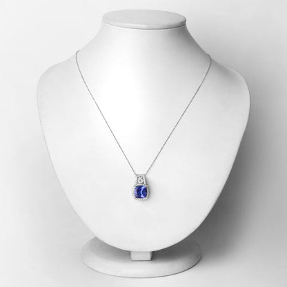 4.30 Carat Genuine Tanzanite and White Diamond 14K White Gold Pendant Bids.com