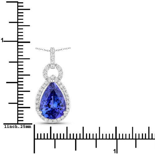 3.49 Carat Genuine Tanzanite and White Diamond 14K White Gold Pendant Bids.com