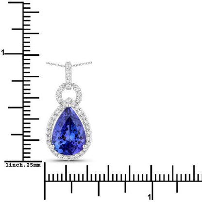 3.49 Carat Genuine Tanzanite and White Diamond 14K White Gold Pendant Bids.com
