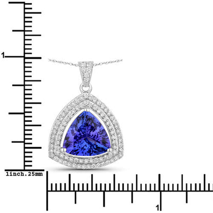 3.93 Carat Genuine Tanzanite and White Diamond 14K White Gold Pendant Bids.com