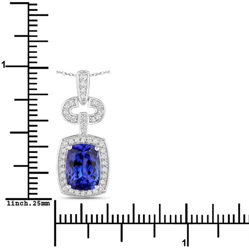 2.62 Carat Genuine Tanzanite and White Diamond 14K White Gold Pendant Bids.com
