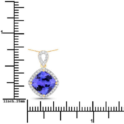 2.54 Carat Genuine Tanzanite and White Diamond 14K Yellow Gold Pendant Bids.com