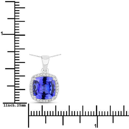 2.65 Carat Genuine Tanzanite and White Diamond 14K White Gold Pendant Bids.com