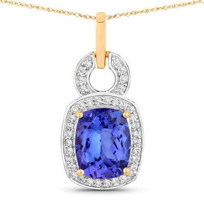 2.23 Carat Genuine Tanzanite and White Diamond 14K Yellow Gold Pendant Bids.com