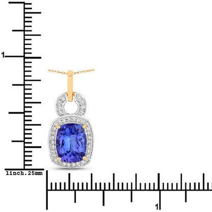 2.23 Carat Genuine Tanzanite and White Diamond 14K Yellow Gold Pendant Bids.com