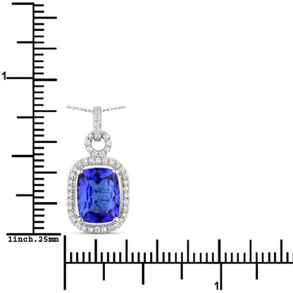 2.25 Carat Genuine Tanzanite and White Diamond 14K White Gold Pendant Bids.com