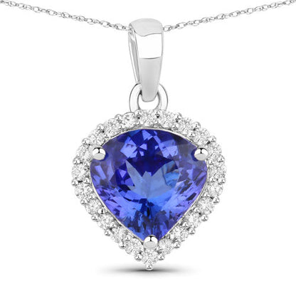 2.53 Carat Genuine Tanzanite and White Diamond 14K White Gold Pendant Bids.com