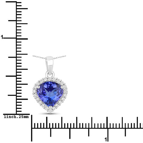 2.53 Carat Genuine Tanzanite and White Diamond 14K White Gold Pendant Bids.com