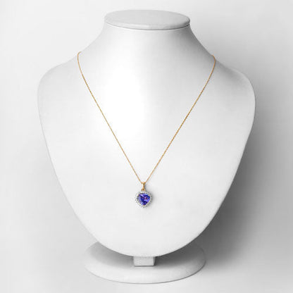 2.66 Carat Genuine Tanzanite and White Diamond 14K Yellow Gold Pendant Bids.com