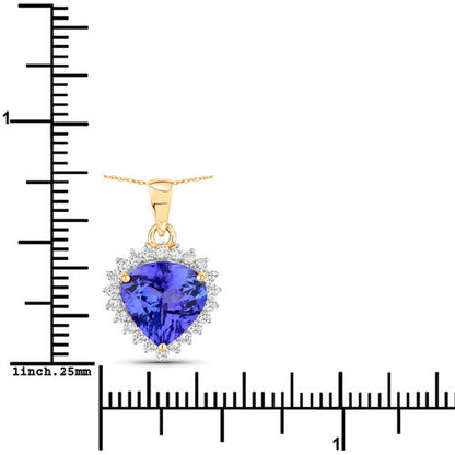 2.66 Carat Genuine Tanzanite and White Diamond 14K Yellow Gold Pendant Bids.com