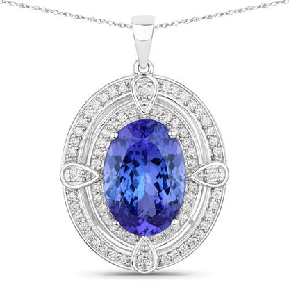 5.91 Carat Genuine Tanzanite and White Diamond 14K White Gold Pendant Bids.com