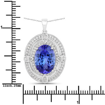 5.91 Carat Genuine Tanzanite and White Diamond 14K White Gold Pendant Bids.com