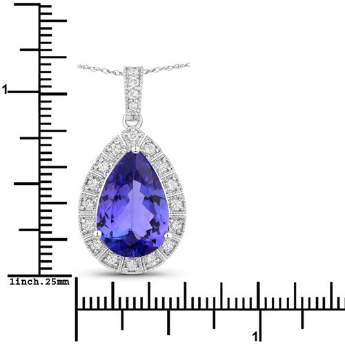 3.13 Carat Genuine Tanzanite and White Diamond 14K White Gold Pendant Bids.com