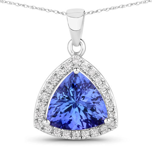 3.11 Carat Genuine Tanzanite and White Diamond 14K White Gold Pendant Bids.com
