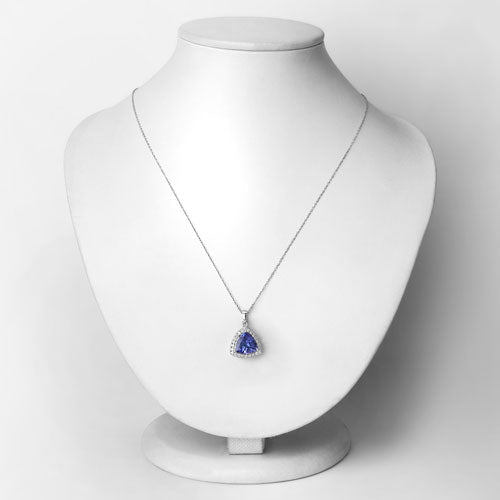 3.11 Carat Genuine Tanzanite and White Diamond 14K White Gold Pendant Bids.com