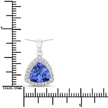 3.11 Carat Genuine Tanzanite and White Diamond 14K White Gold Pendant Bids.com
