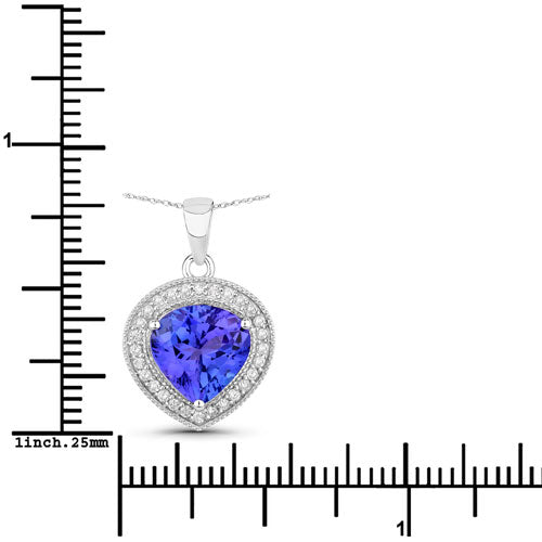 2.58 Carat Genuine Tanzanite and White Diamond 14K White Gold Pendant Bids.com