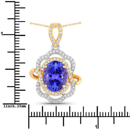 4.61 Carat Genuine Tanzanite and White Diamond 14K White Gold(Two-Tone) Pendant Bids.com