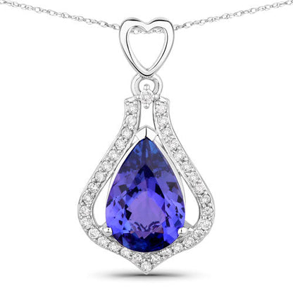 3.30 Carat Genuine Tanzanite and White Diamond 14K White Gold Pendant Bids.com