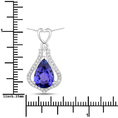 3.30 Carat Genuine Tanzanite and White Diamond 14K White Gold Pendant Bids.com