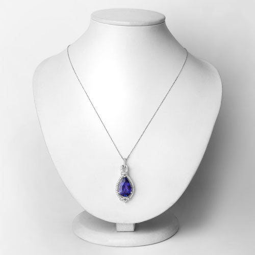 7.11 Carat Genuine Tanzanite and White Diamond 14K White Gold Pendant Bids.com