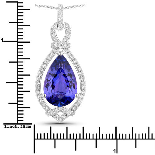7.11 Carat Genuine Tanzanite and White Diamond 14K White Gold Pendant Bids.com