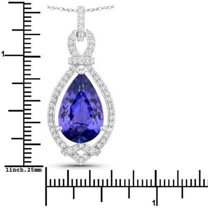 7.11 Carat Genuine Tanzanite and White Diamond 14K White Gold Pendant Bids.com
