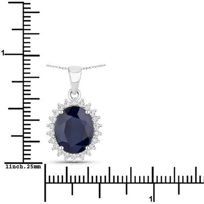 4.63 Carat Genuine Blue Sapphire and White Diamond 14K White Gold Pendant Bids.com
