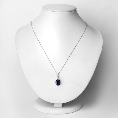 4.41 Carat Genuine Blue Sapphire and White Diamond 14K White Gold Pendant Bids.com