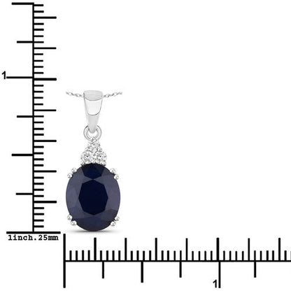 4.41 Carat Genuine Blue Sapphire and White Diamond 14K White Gold Pendant Bids.com