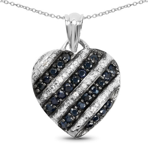 1.55 Carat Genuine Blue Sapphire and White Topaz .925 Sterling Silver Pendant Bids.com