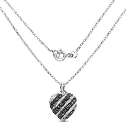 1.55 Carat Genuine Blue Sapphire and White Topaz .925 Sterling Silver Pendant Bids.com