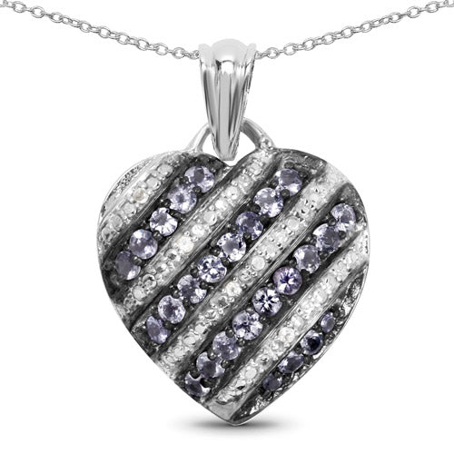 1.30 Carat Genuine Tanzanite and White Topaz .925 Sterling Silver Pendant Bids.com