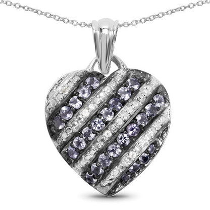 1.30 Carat Genuine Tanzanite and White Topaz .925 Sterling Silver Pendant Bids.com