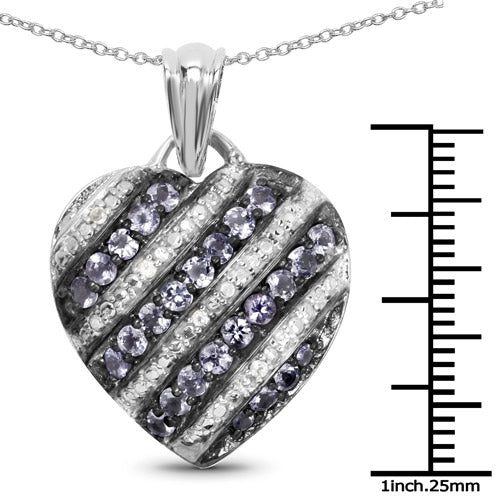 1.30 Carat Genuine Tanzanite and White Topaz .925 Sterling Silver Pendant Bids.com